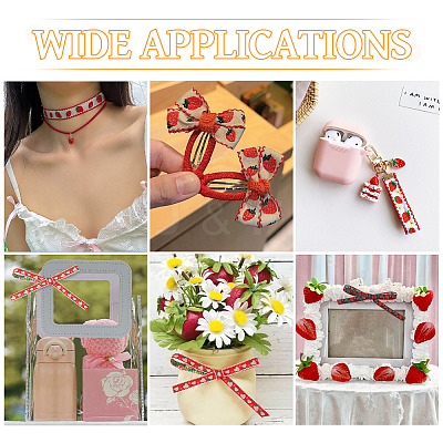 10Yards Polyester Strawberry Ribbon OCOR-TA0003-62A-1