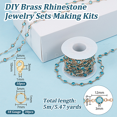 DIY Brass Rhinestone Jewelry Sets Making Kits DIY-OC0014-15C-1