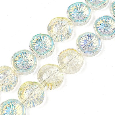 Half Electroplate Baking Paint Glass Beads Strands EGLA-K061-11A-AB01-1