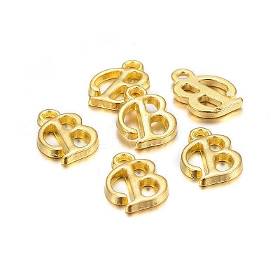 Golden Plated Alloy Letter Pendants X-PALLOY-J718-01G-B-1