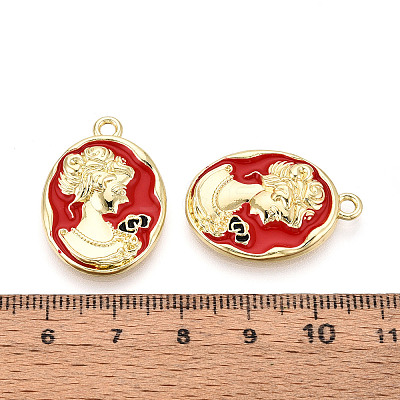 Rack Plating Alloy Enamel Pendants ENAM-N066-06KCG-1
