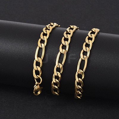 Fashionable 304 Stainless Steel Figaro Chain Necklaces for Men STAS-A028-N017G-1