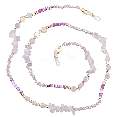 1Pc Polymer Clay with Alloy and Crystal Neck Strap for Eyeglasses AJEW-CN0005-04C-1