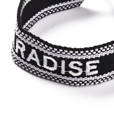 Word Paradise Polycotton(Polyester Cotton) Braided Bracelet with Tassel Charm BJEW-F429-09-1