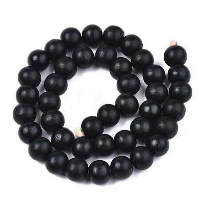Painted Natural Wood Beads Strands WOOD-S053-54A-1