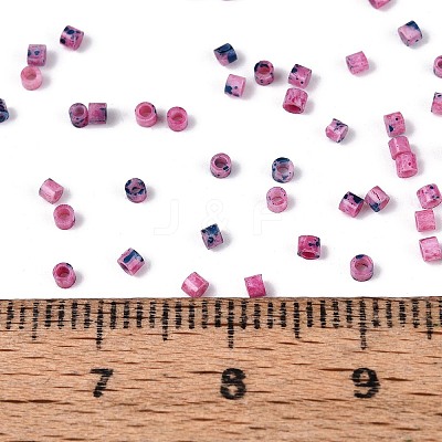 Spray Painted Picasso Cylinder Glass Seed Beads GLAA-T028-12A-01-1