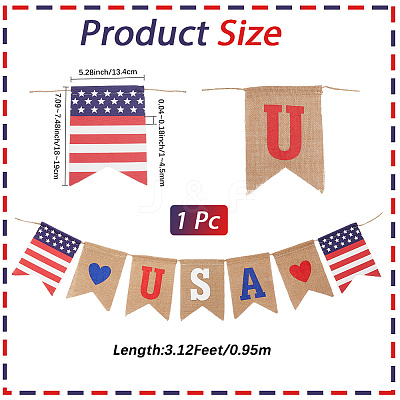 1Pc Word USA Linen Hanging Banners Flags AJEW-SP0001-61-1