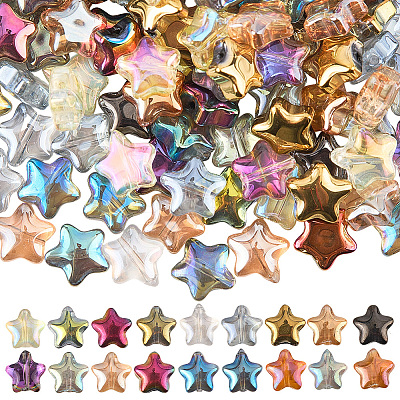 216Pcs 18 Colors Electroplate Glass Beads RABO-PA0001-01-1