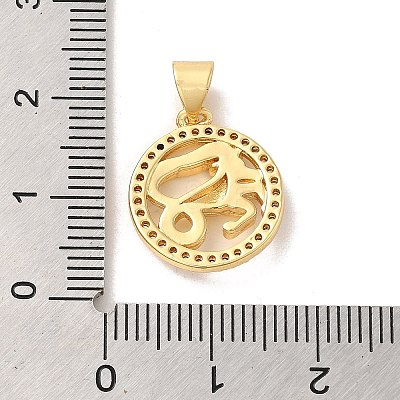 Zodiac Theme Brass Micro Pave Cubic Zirconia Pendants KK-M273-05C-G-1