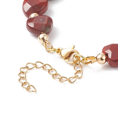 Natural Red Rainbow Jasper Heart Beaded Bracelet BJEW-JB08697-01-1