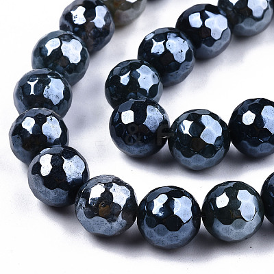 Electroplate Natural Agate Beads Strands G-T131-55-27-1