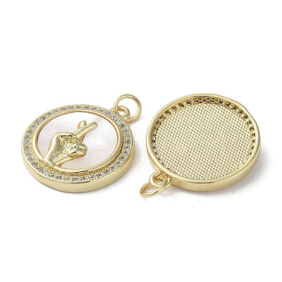 Gesture Theme Brass Micro Pave Cubic Zirconia Pendants KK-G485-18C-G-1