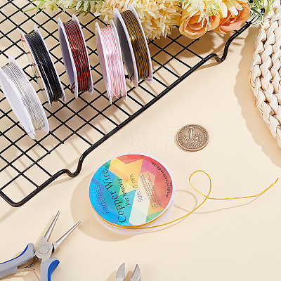 6 Rolls 6 Colors Round Copper Jewelry Wire CWIR-BBC0001-12-1