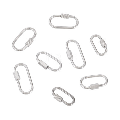 8Pcs 4 Styles 304 Stainless Steel Screw Carabiner Lock Charms STAS-TA0005-54-1