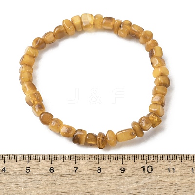 Natural Amber Beaded Stretch Bracelets for Women Men BJEW-D462-03-1