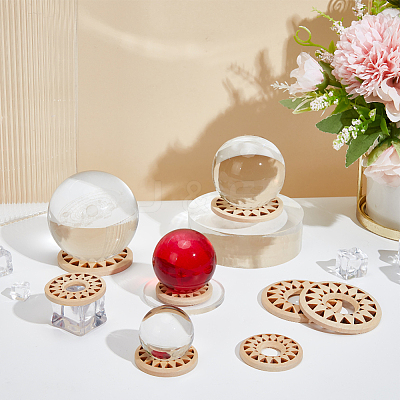 AHADEMAKER 8Pcs 2 Style Wood Crystal Ball Display Bases AJEW-GA0004-65-1