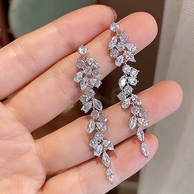 Alloy Rhinestone Tassel Dangle Earrings FS-WG3A30F-01-1