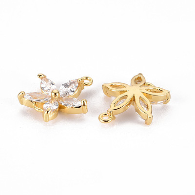Brass Micro Pave Clear Cubic Zirconia Link Connectors X-ZIRC-S068-022-NF-1