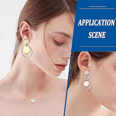 40Pcs 2 Colors Ion Plating(IP) 304 Stainless Steel Stud Earring Findings STAS-SC0005-32-1