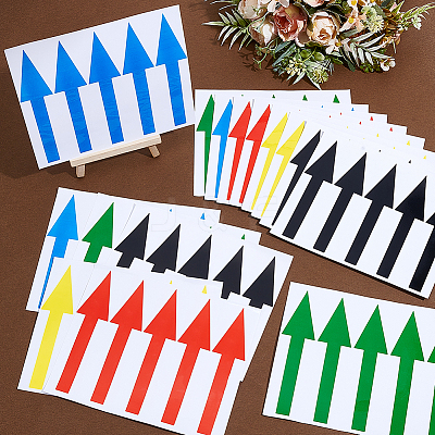 15 Sheets 5 Colors Rectangle PVC Self-Adhesive Arrows Guide Label Stickers DIY-GF0013-06-1