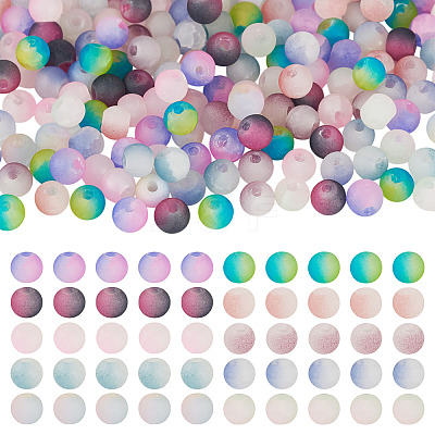 200Pcs 10 Colors Crackle Glass Beads Strands GLAA-TA0003-31D-1