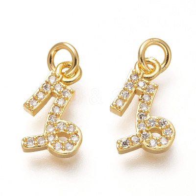 Brass Micro Pave Clear Cubic Zirconia Pendants X-ZIRC-P081-G12-RS-1