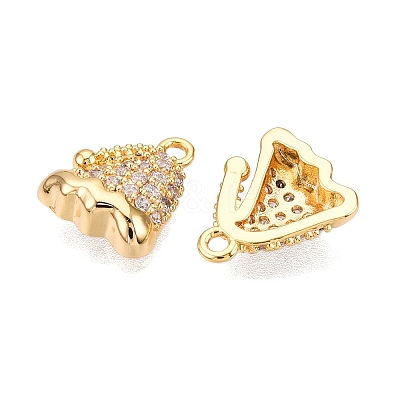 Christmas Theme Brass Pave Clear Cubic Zirconia Charms KK-T073-05G-1