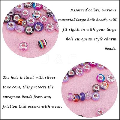 Acrylic & Resin & Polymer Clay Rhinestone European Beads FPDL-NB0001-02C-1