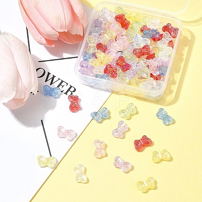 105Pcs 7 Colors UV Plating Iridescent Transparent Acrylic Beads OACR-FS0001-88-1