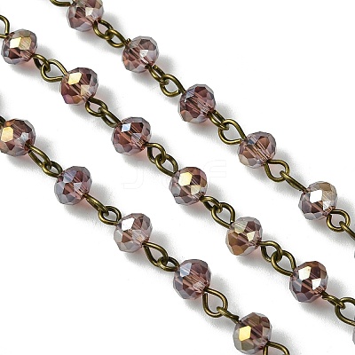 Handmade Electroplate Glass Faceted Rondelle Beads Chains for Necklaces Bracelets Making AJEW-JB00147-1