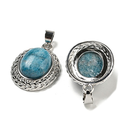 Natural Apatite Oval Pendants G-B079-02P-06-1