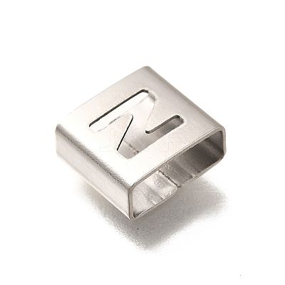 Letter Style 304 Stainless Steel Square Slide Charms STAS-L132-19N-1