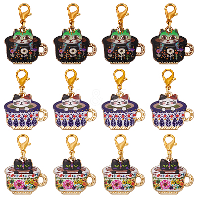 12Pcs 3 Styles Alloy Enamel Zipper Pull Pendant Decorations HJEW-FG00017-1