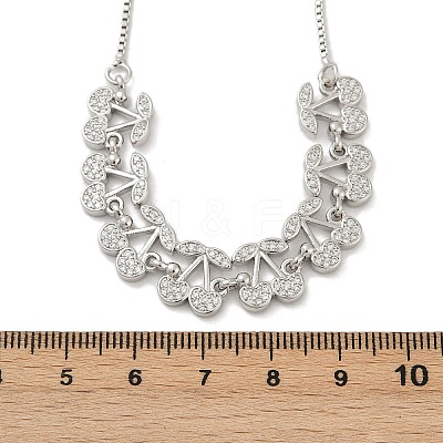 Brass Micro Pave Clear Cubic Zirconia Fruit Bib Necklaces NJEW-F342-01B-P-1
