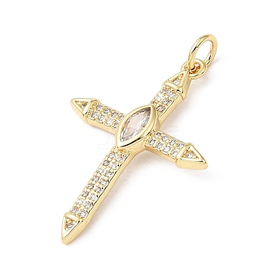 Easter Brass Micro Pave Clear Cubic Zirconia Pendants KK-E799-05C-G-1
