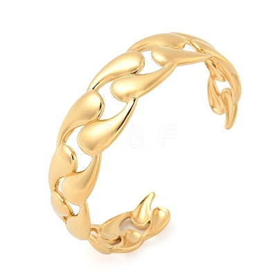 304 Stainless Steel Cuff Bangles for Women BJEW-B134-01G-1