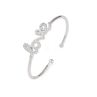 Brass Micro Pave Clear Cubic Zirconia Bangles BJEW-H209-07P-1
