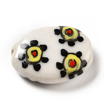 Handmade Printed Porcelain Beads PORC-F005-01D-1