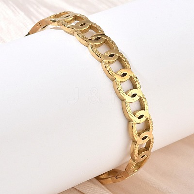 304 Stainless Steel Ring Link Chain Hinged Cuff Bangles SA-CBAB92B-02G-1