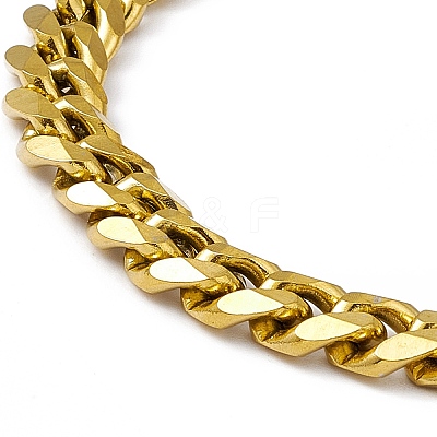 PVD Vacuum Plating 201 Stainless Steel Curb Chain Bracelet with 304 Stainless Steel Clasps for Men Women BJEW-M235-02C-G-1