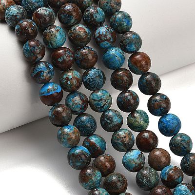 Natural Chrysocolla Beads Strands G-C289-B02-8mm-1