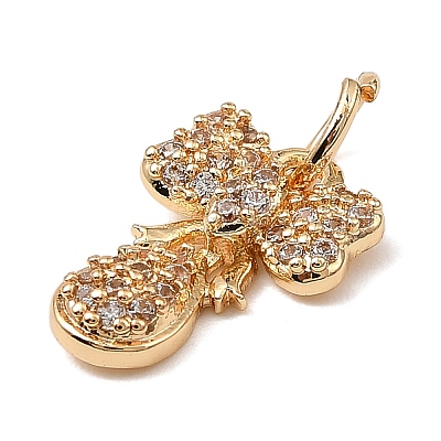 Brass Micro Pave Cubic Zirconia Charms KK-C133-03H-G-1