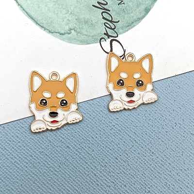 Alloy Enamel Puppy Pendants PW-WG22495-02-1
