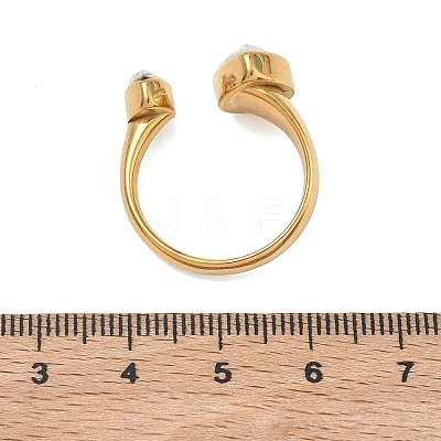 304 Stainless Steel Pave Clear Cubic Zirconia Cuff Open Rings for Women RJEW-F207-03A-G-1