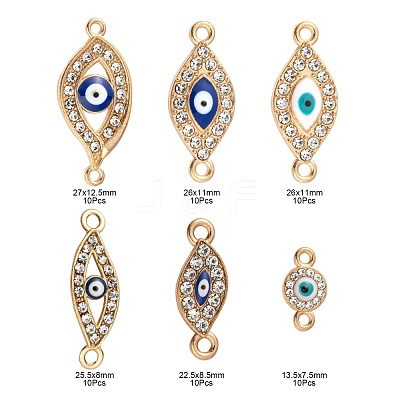 60Pcs 6 Style Light Gold Plated Alloy Links ENAM-LS0001-80-1