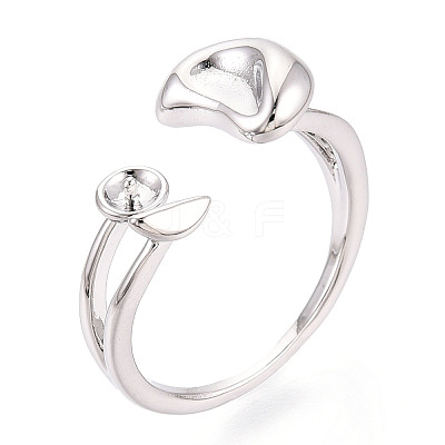Moon Brass Cuff Ring Settings KK-T076-40P-1