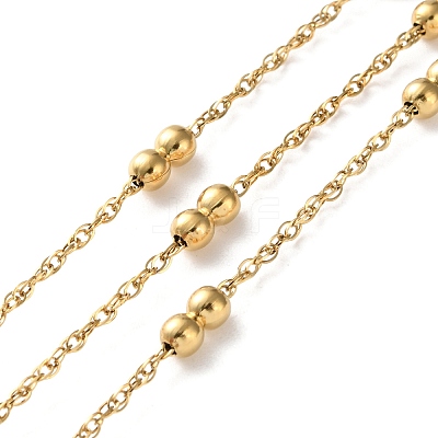 304 Stainless Steel Cable Chains with Beads CHS-F020-08G-1
