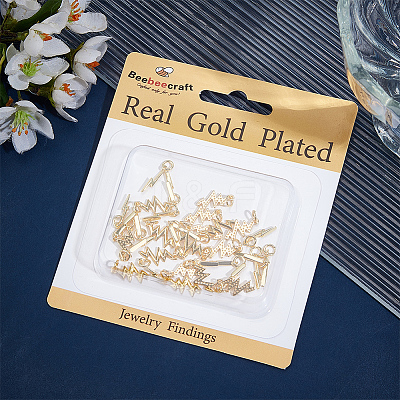 36Pcs 2 Styles Brass Pendants KK-BBC0017-93-1