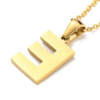 Ion Plating(IP) Initial Letter 304 Stainless Steel Pendant Necklaces NJEW-M199-01G-E-1