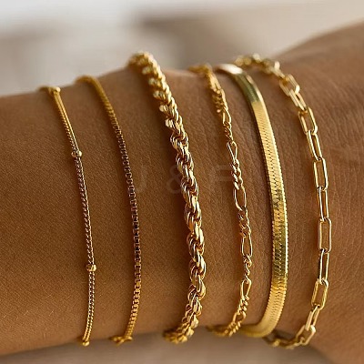 6Pcs 6 Styles Zinc Alloy Chain Bracelets Kit for Women WG2620E-02-1-1